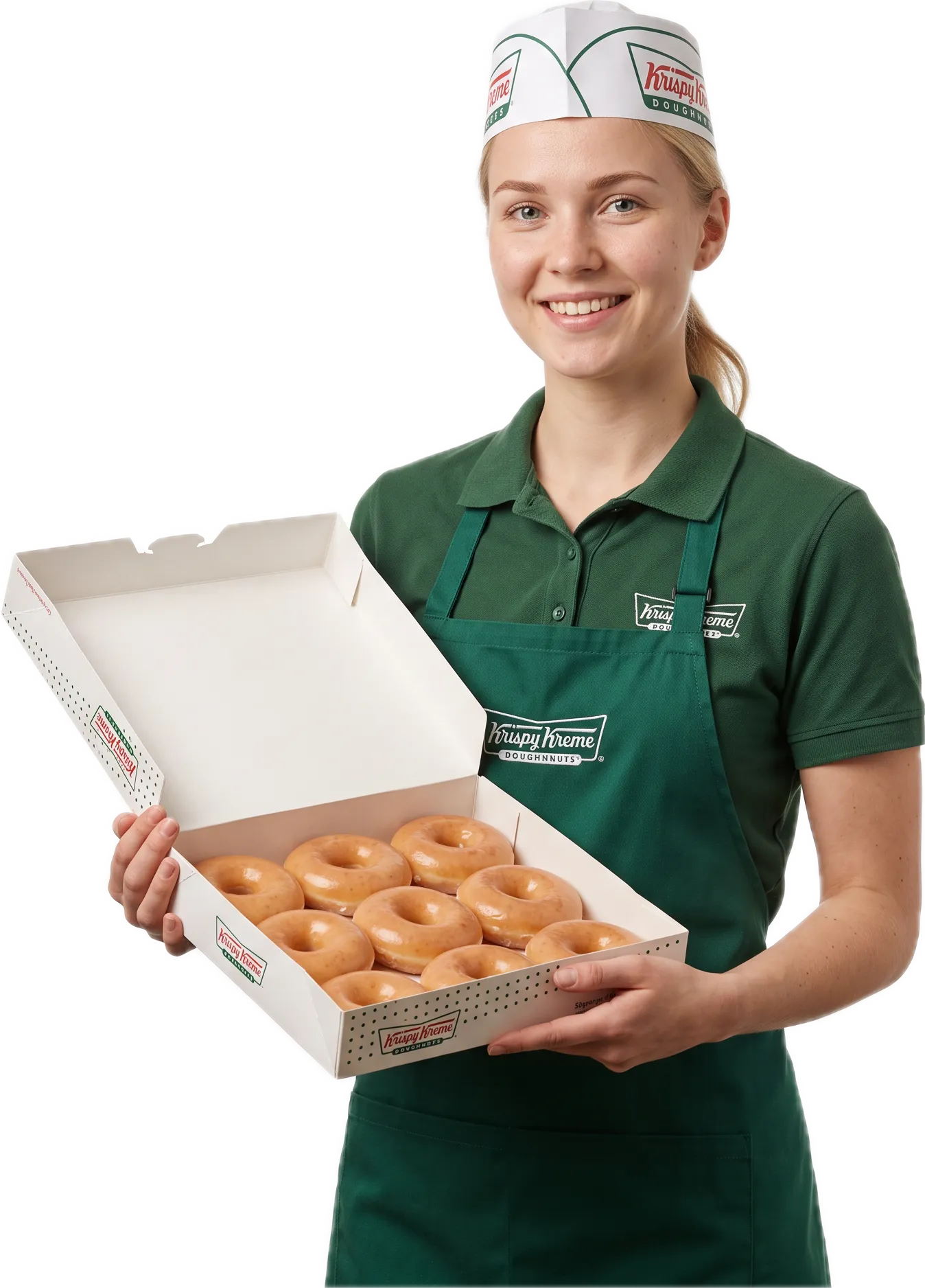 Krispy Kreme'i töötaja sõõrikukarbiga